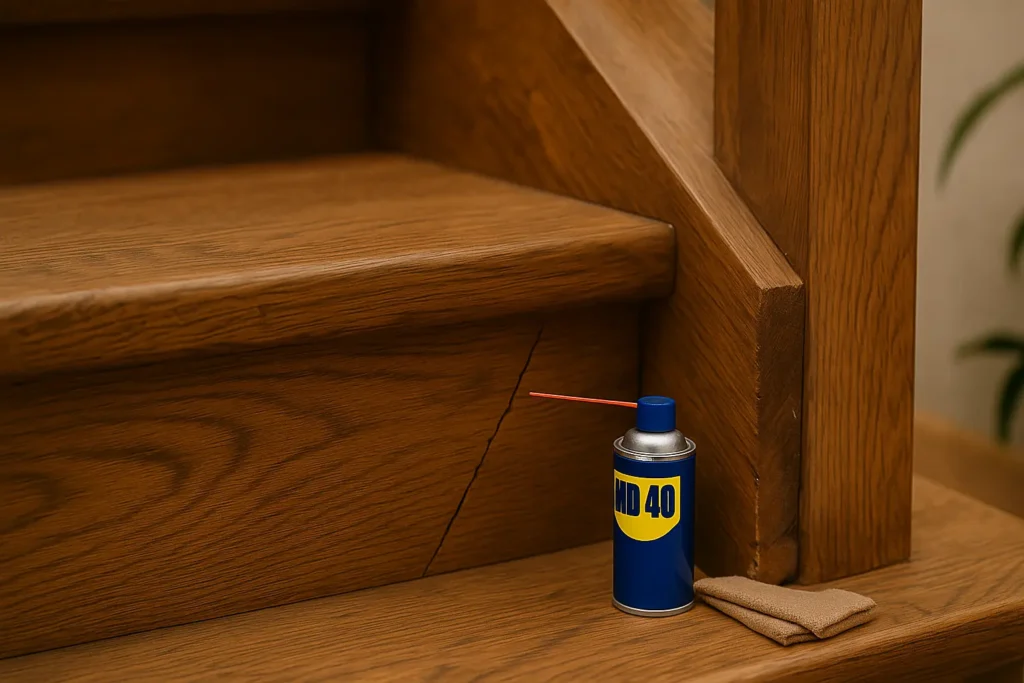 Comment appliquer du WD-40 sur un escalier qui grince ?