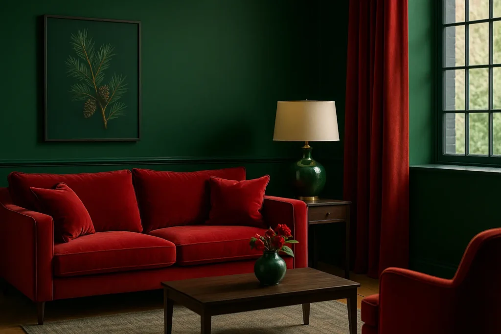 Déco écarlate la couleur assortie au vert sapin