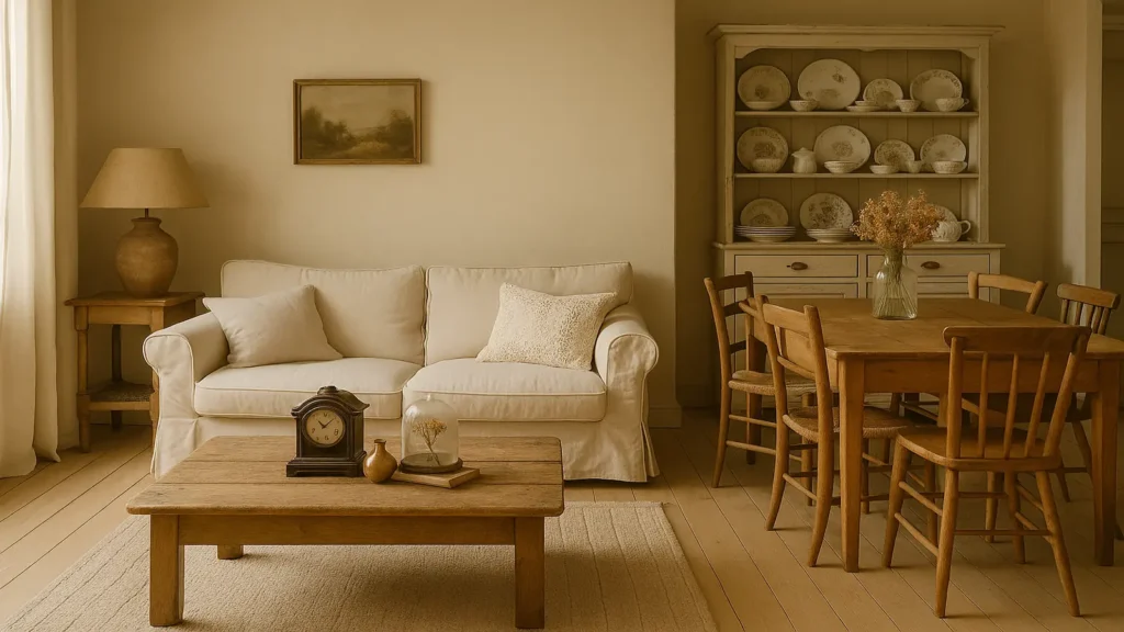 Le salon et la salle à manger shabby chic