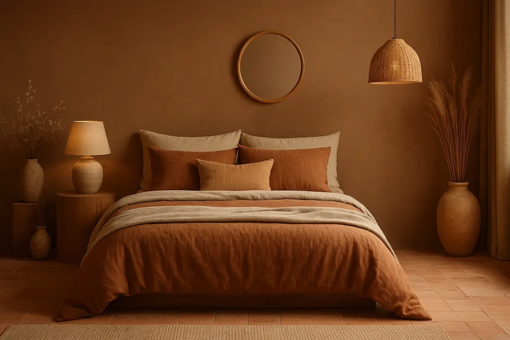 Les tons terreux et naturels : la grande tendance couleur 2025 pour une chambre apaisante
