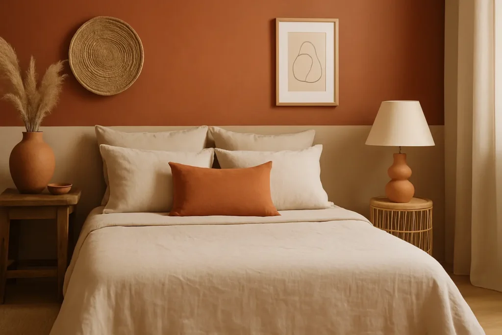 Tendance couleur chambre 2025 : L'intemporalité de la couleur terracotta et des tons sable