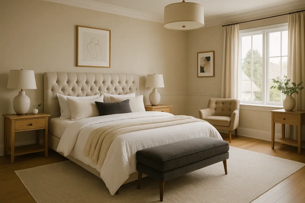 Minimalisme élégant et ambiance cosy pour une chambre chic