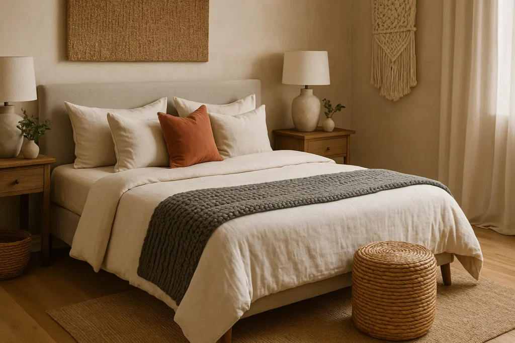 Sélectionnez des accessoires et textiles qui réchauffent l'ambiance de votre chambre