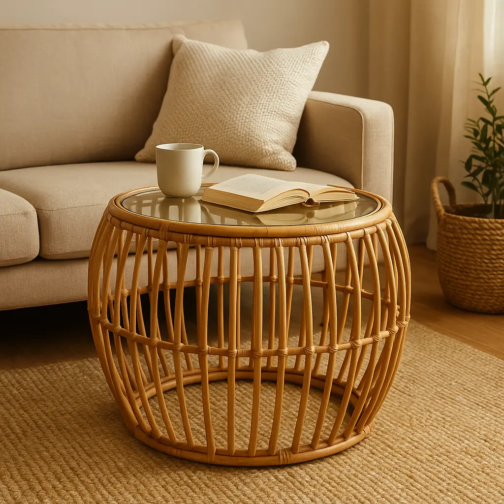 Table en rotin pour un salon