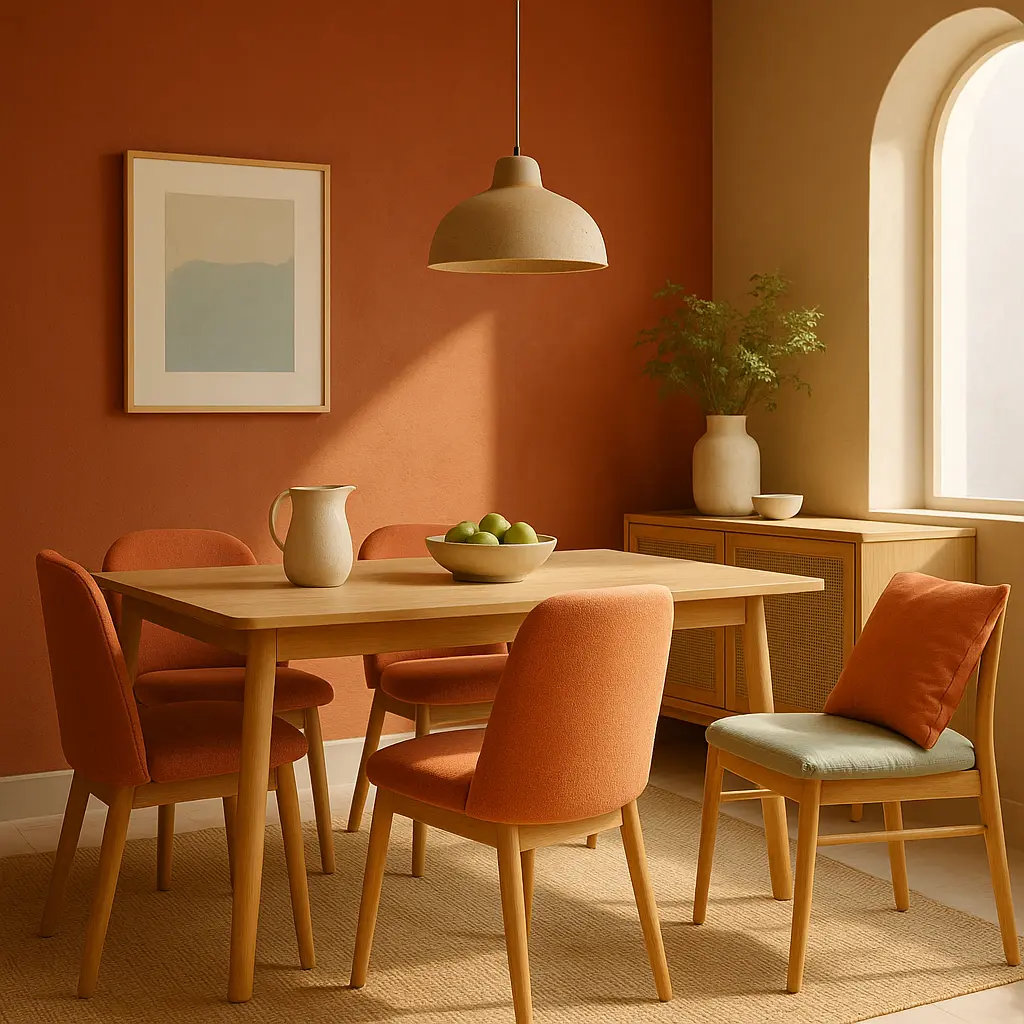 Couleur salle à manger beige et terracotta