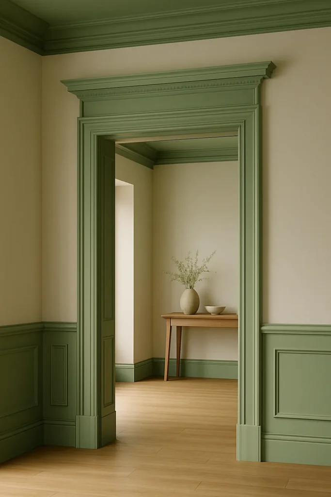 Éléments architecturaux et détails déco couleur vert amande