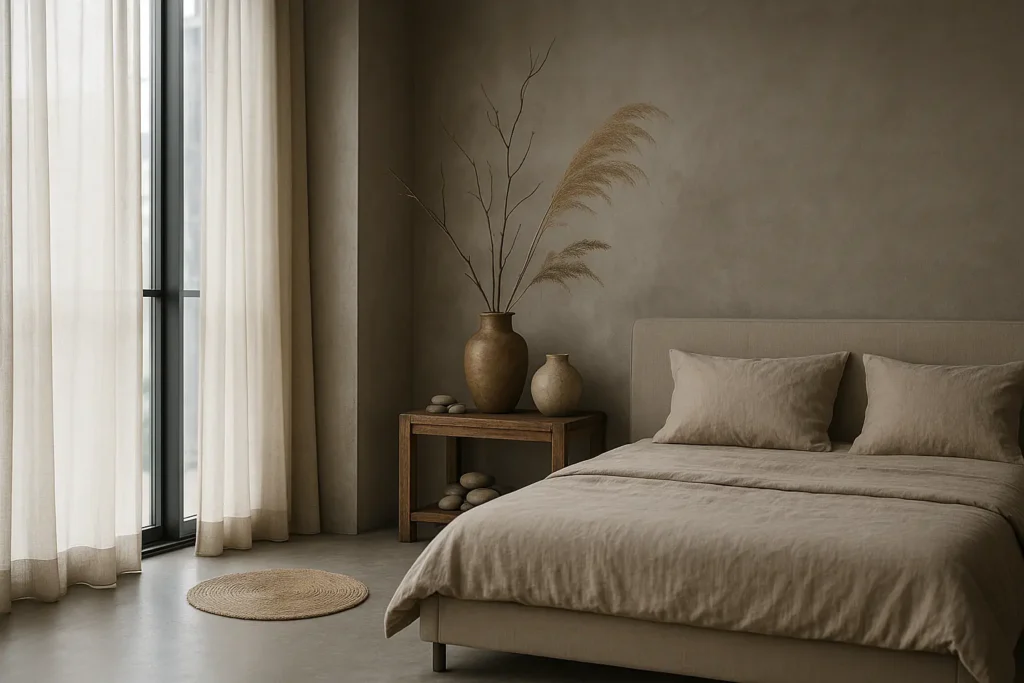 La chambre wabi-sabi moderne