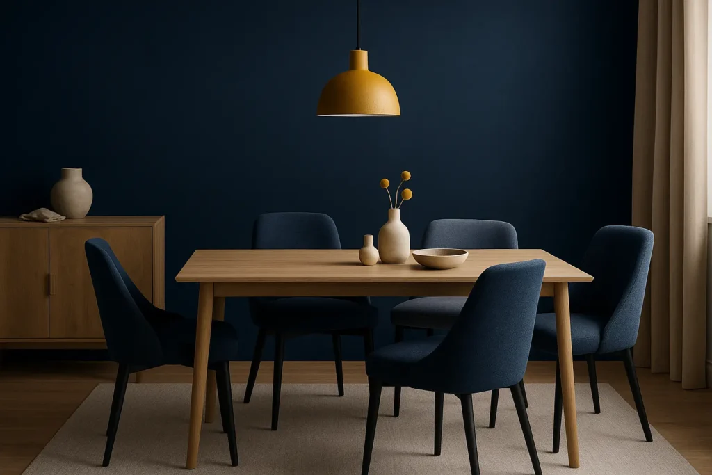 Le bleu profond Future Dusk couleur tendance pour une salle à manger sophistiquée