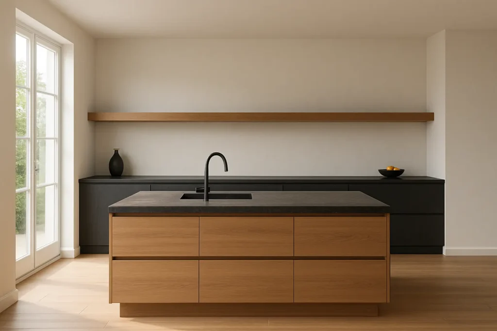 Le minimalisme et l'absence de meubles hauts pour une cuisine 2025 tendance
