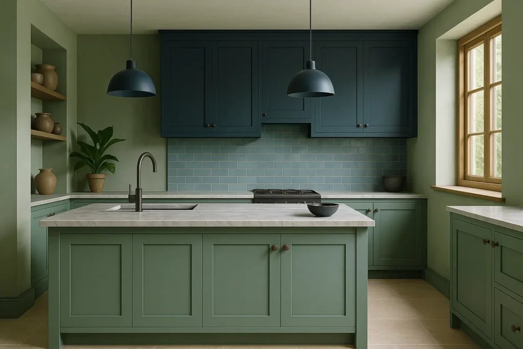 Le vert et le bleu, incontournables de la cuisine tendance 2025