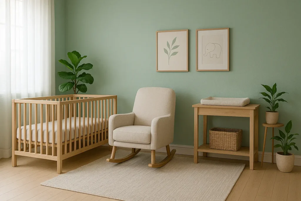 chambre vert céladon bébé