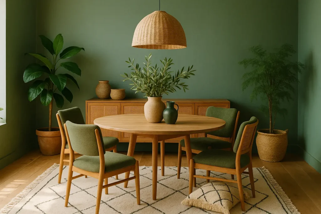 couleur salle à manger - Le vert naturel - entre sauge et olive pour une salle à manger apaisante