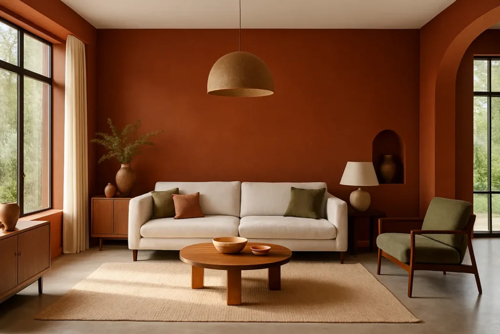 couleur tendance salon 2025 - Terracotta et tons terreux
