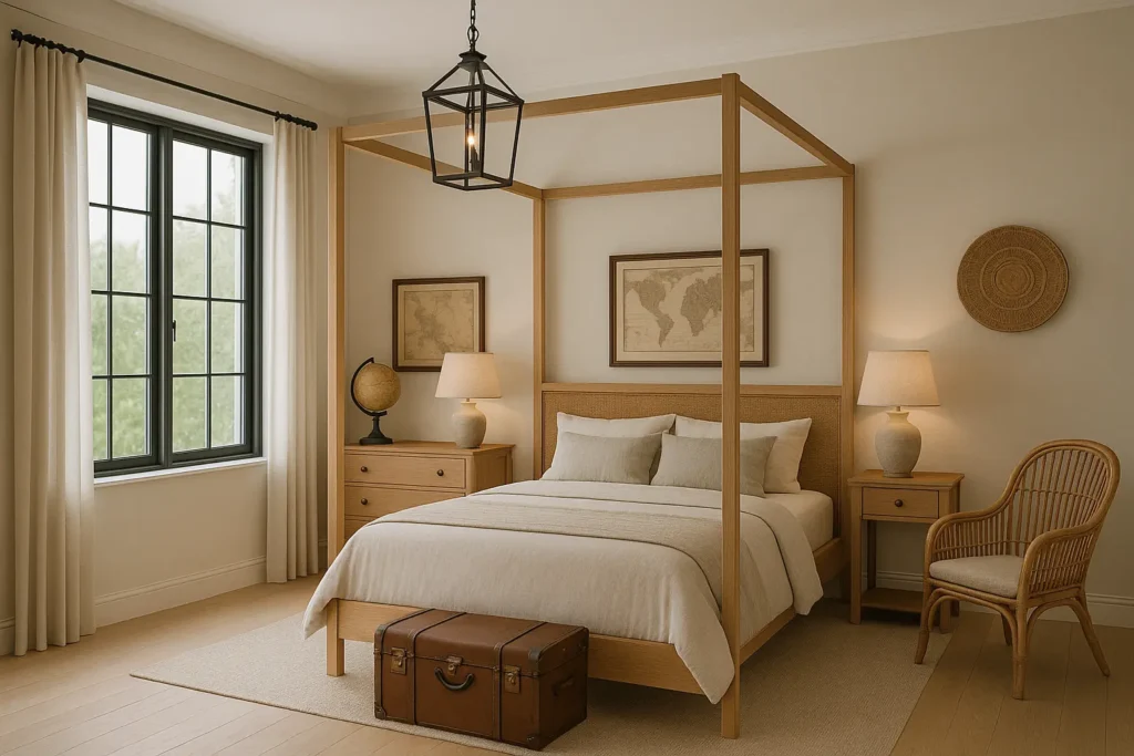 créer une chambre coloniale moderne et élégante