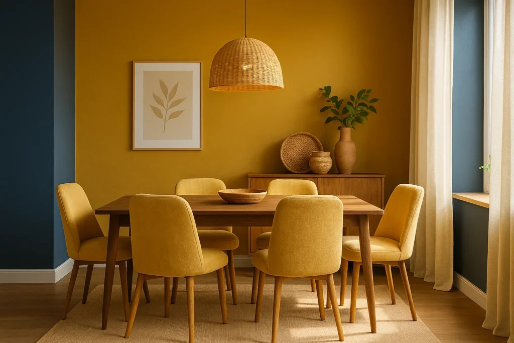 jaune moutarde couleur tendance salle à manger 2025