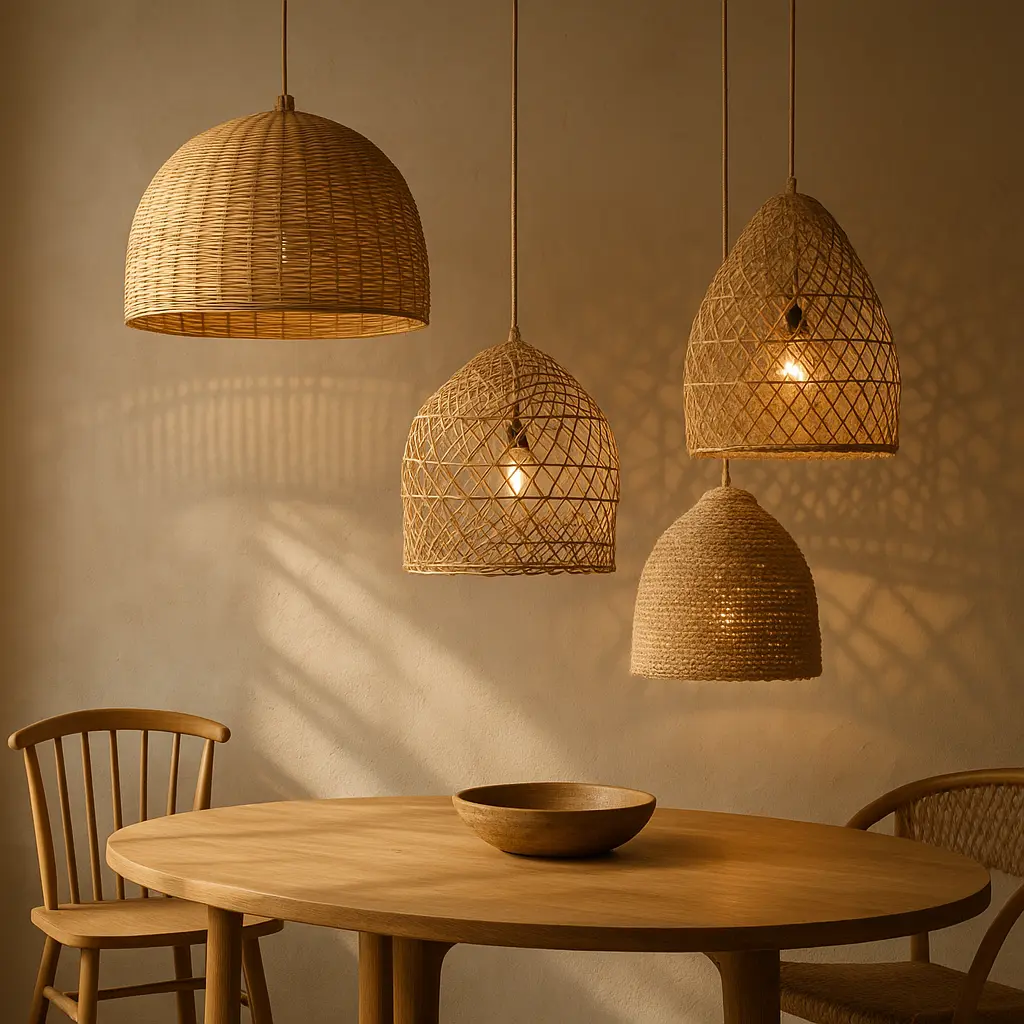 luminaires tendances 2025 - matériaux naturels et organiques