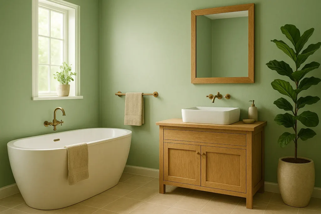 salle de bain vert amande