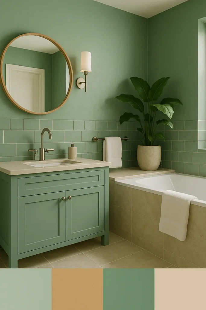 salle de bain vert sauge