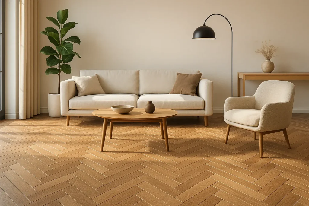 carrelage imitation parquet pour un salon moderne