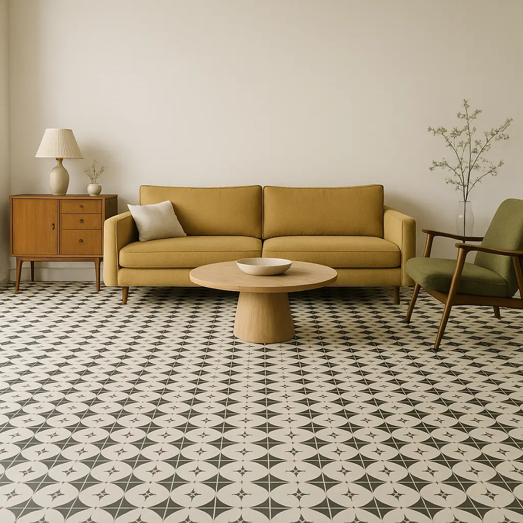 carrelage salon de style vintage moderne