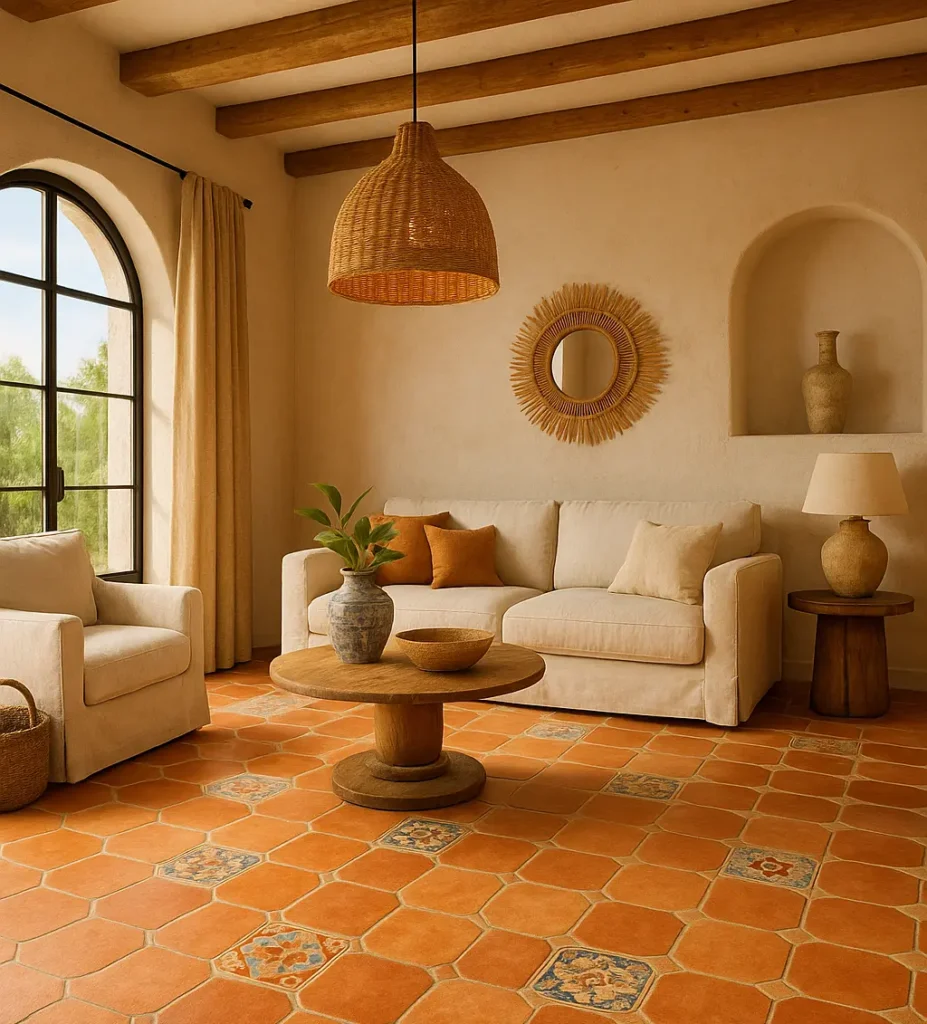 carrelage salon mediterraneen