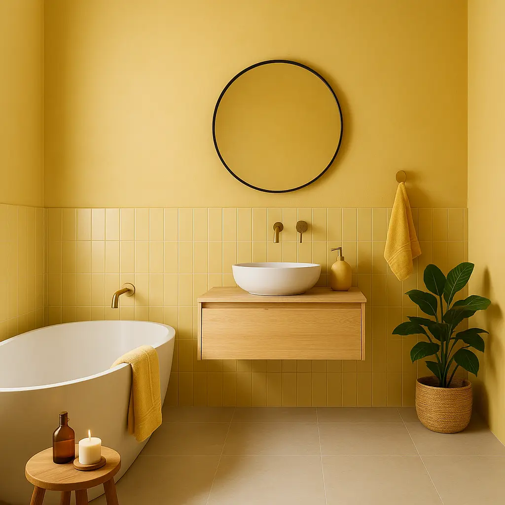 couleur jaune tendance salle de bain 2025