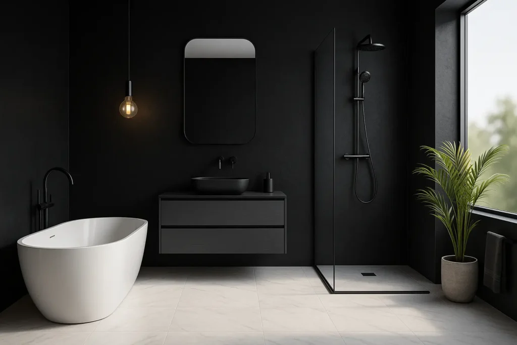 couleur noir salle de bain tendance 2025