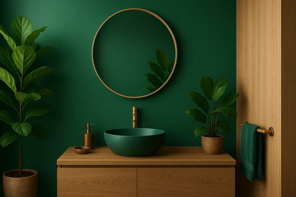 couleur vert tendance pour salle de bain moderne 2025
