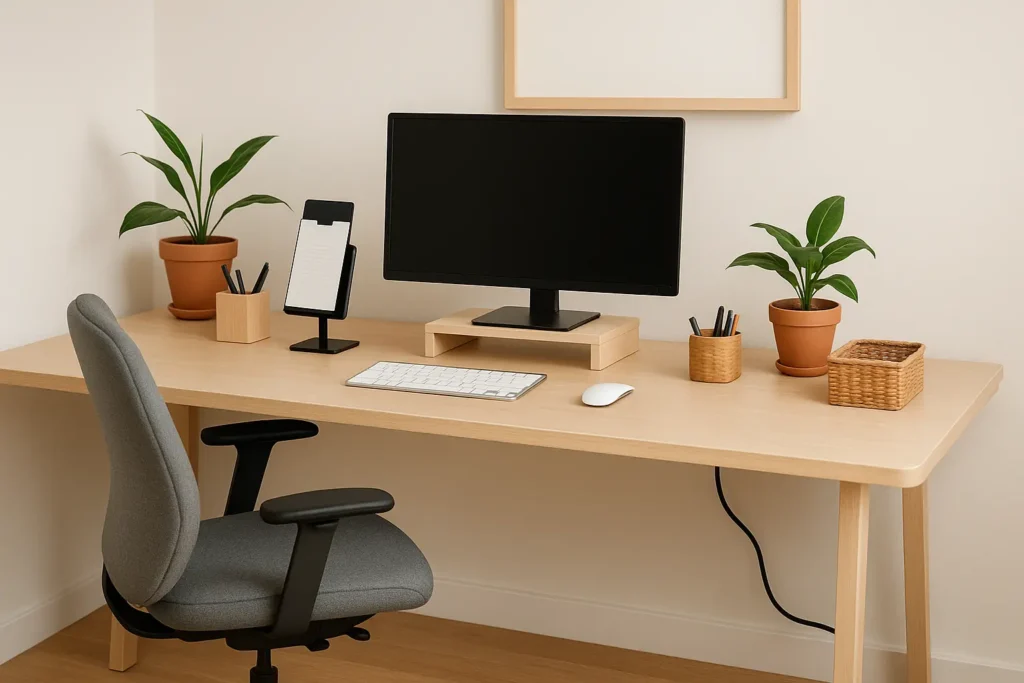 Aménagement ergonomique pour un espace de travail zen