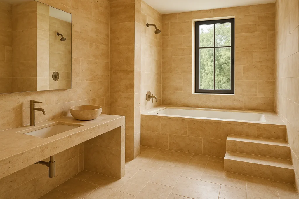 La salle de bain en travertin, optez pour un revêtement naturel et moderne