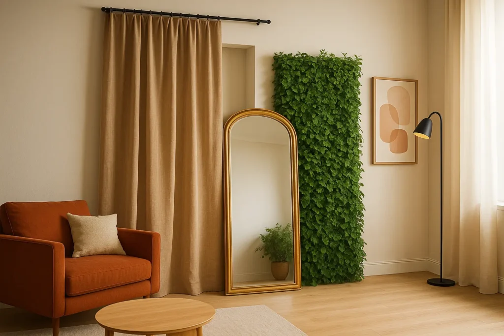 Masquer votre porte avec des éléments textiles et décoratifs