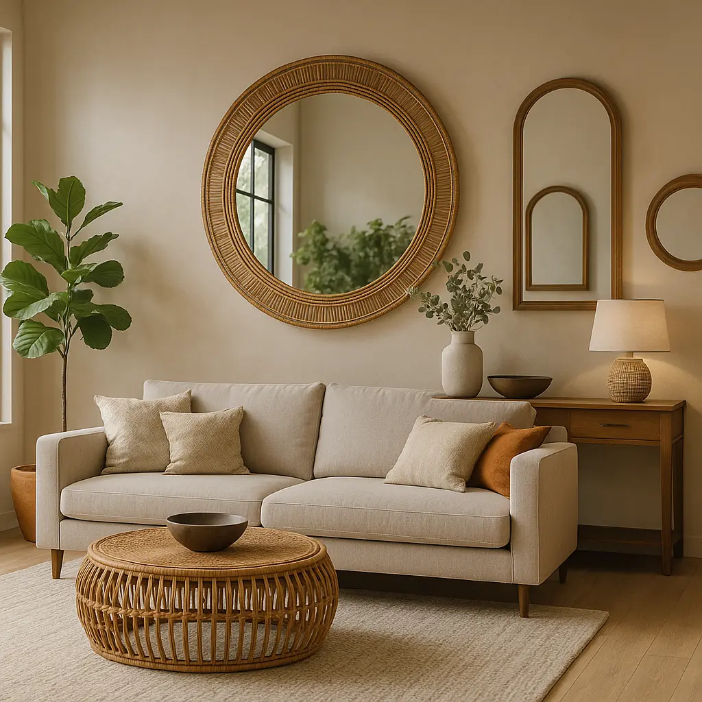 Miroirs décoratifs : agrandir l'espace et multiplier la lumière de ton salon