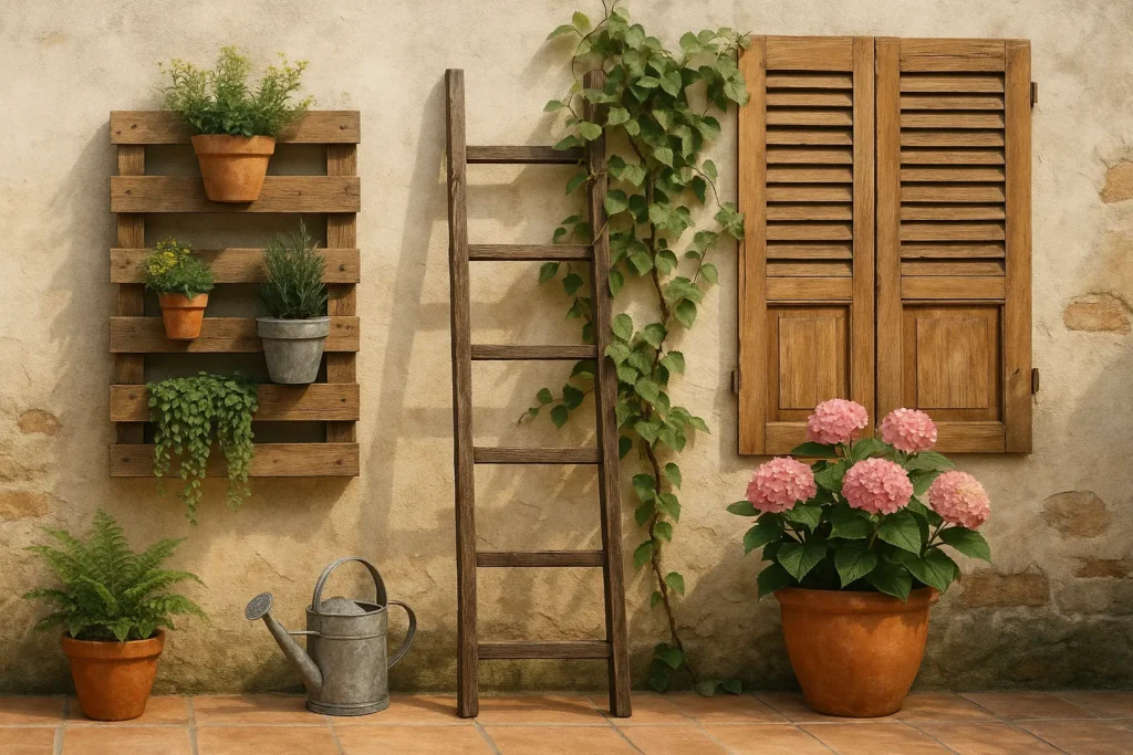 matériaux de récupération pour décorer vos murs de jardin