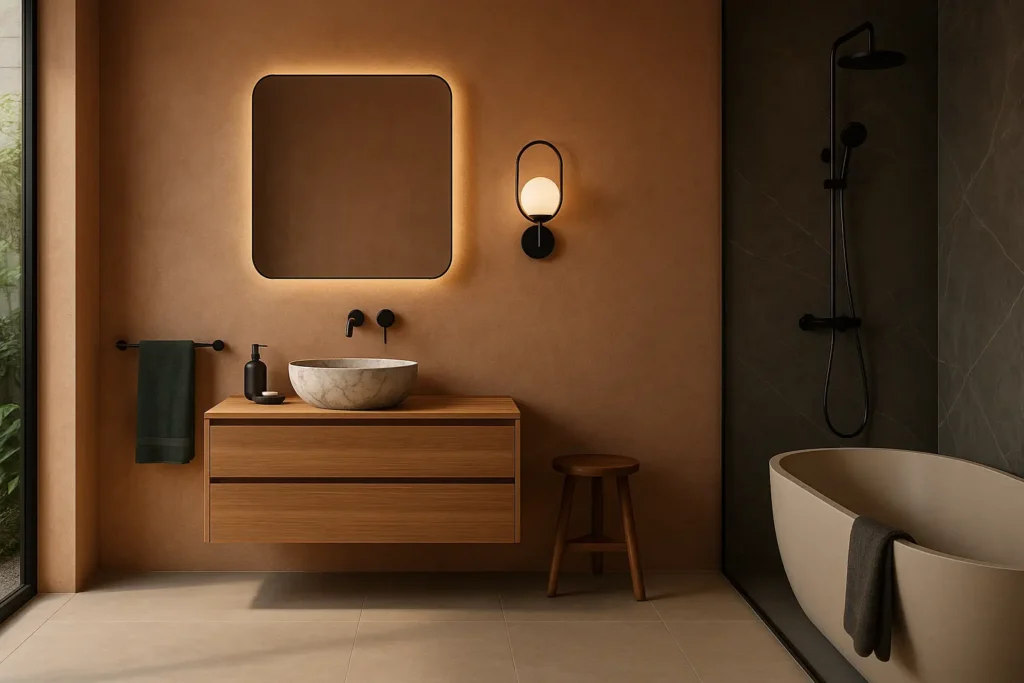 Les couleurs douces et naturelles dominent les tendances salle de bain 2026