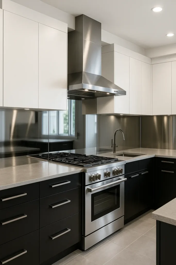 L'inox et le verre, alliés parfaits des cuisines monochromes