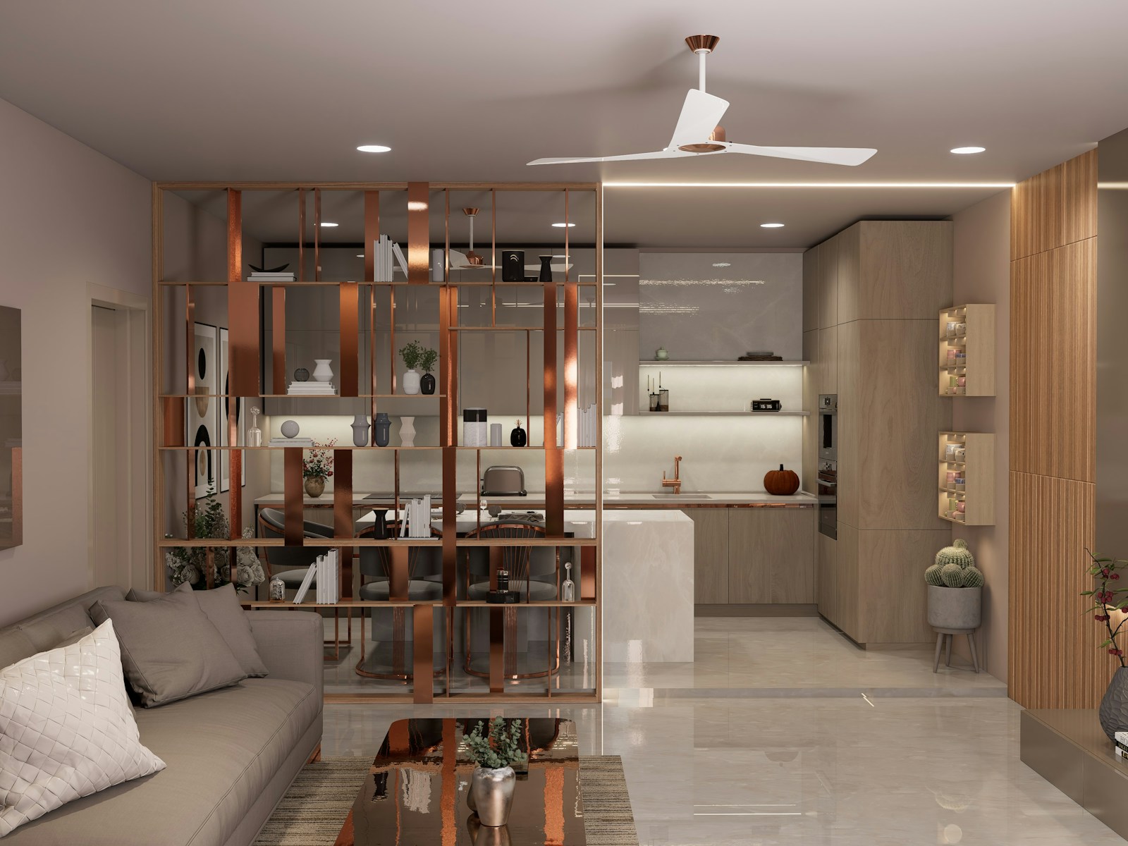 Verrière d'atelier séparant deux espaces dans un appartement